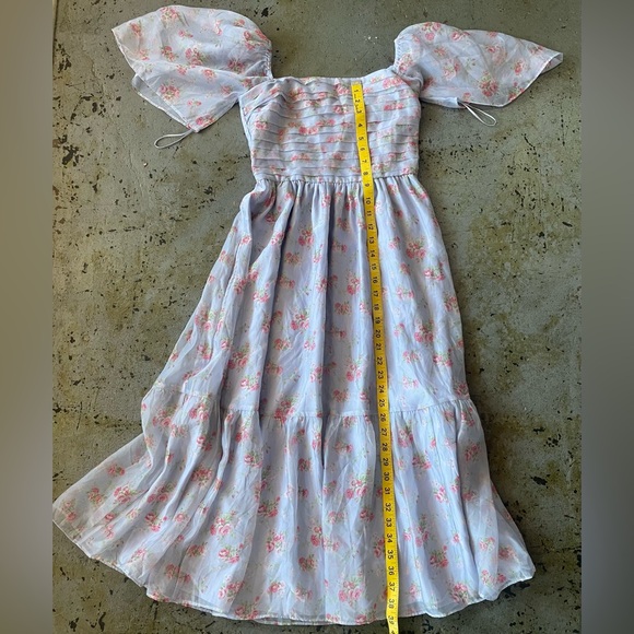 Abercrombie & Fitch Emerson Angel Sleeve Blue and Pink Midi Dress Size XS - Picture 7 of 10